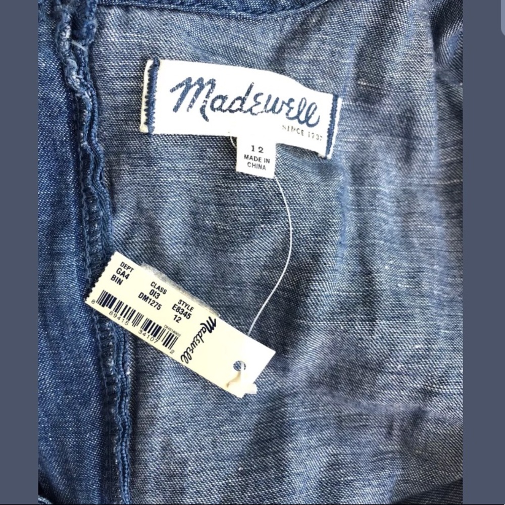 New Madewell Muralist Chambray Jumpsuit Sz 12 - Picture 3 of 6
